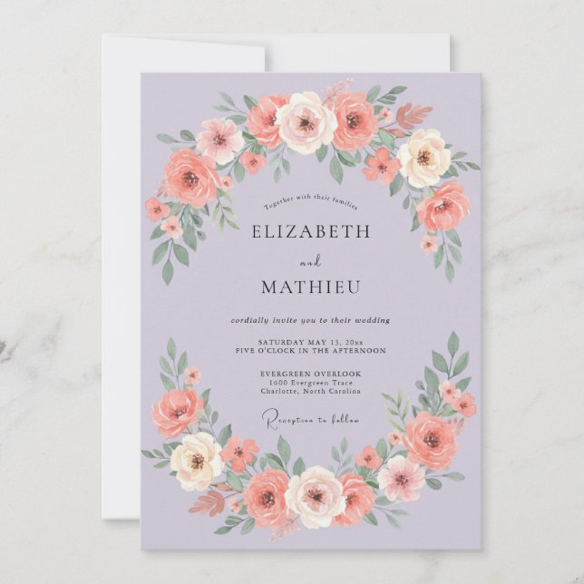 Invitación Boda encantadora de lavanda en primavera (Anverso)