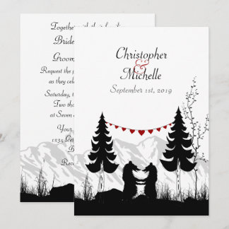 Invitación Boda encantadora de los osos de la montaña de Silh