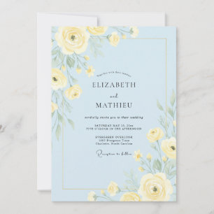 Invitación Boda encantadora de primavera azul pálido