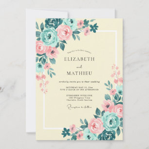 Invitación Boda encantadora de primavera con toque de rosa y 