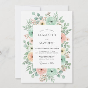 Invitación Boda encantadora de primavera en verde menta