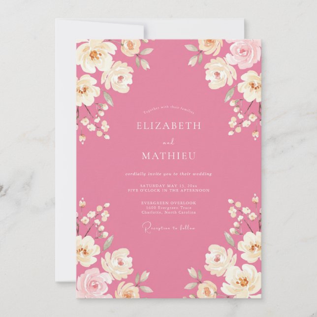 Invitación Boda encantadora de primavera rosa (Anverso)