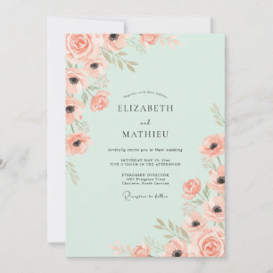 Invitación Boda Encantadora de Verde Menta en Primavera