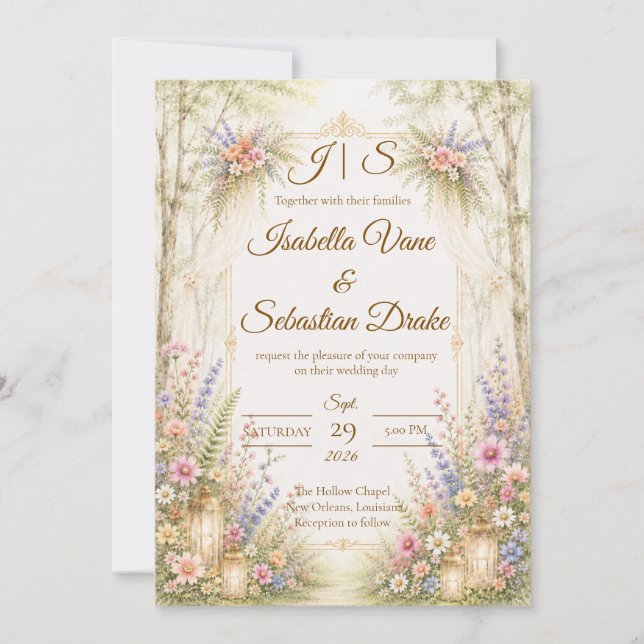 Invitación Boda Encantadora en el Jardín (Anverso)
