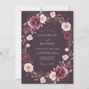 Invitación Boda Encantadora Noche Ciruela