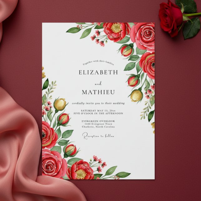 Invitación Boda Encantamiento Floral Carmesí (Subido por el creador)
