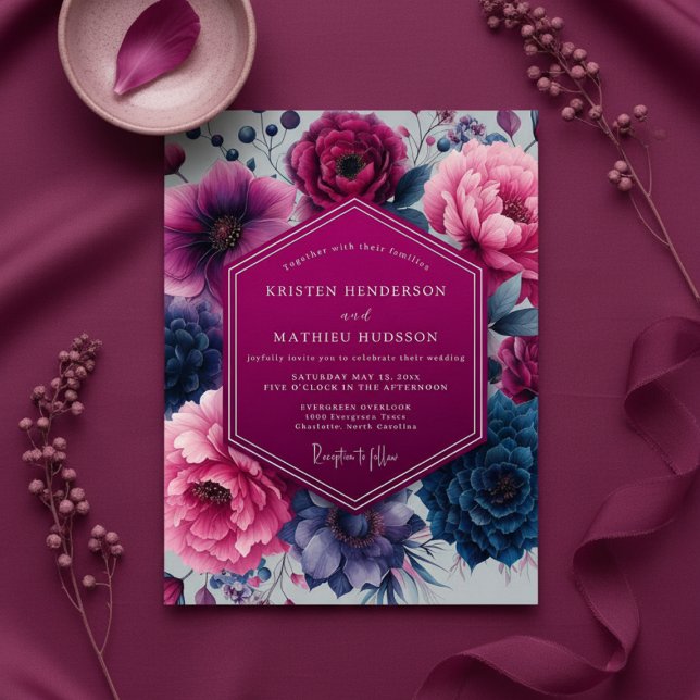 Invitación Boda Encantamiento Floral Magenta (Subido por el creador)