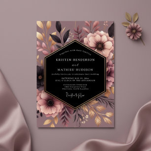 Invitación Boda Encantamiento Floral Rosa Polvorienta