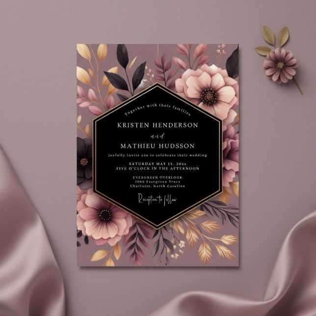 Invitación Boda Encantamiento Floral Rosa Polvorienta (Subido por el creador)