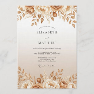 Invitación Boda Encantamiento Floral Tostado