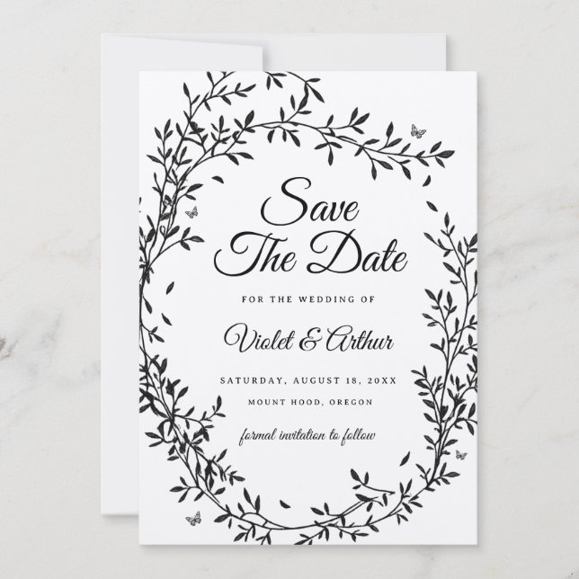Invitación Boda Encanto Bosque Guarde La Fecha  (Anverso)
