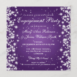 Invitación Boda Engagement Winter Sparkle Purple