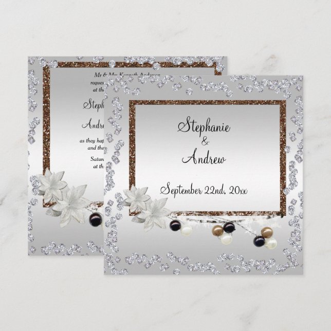 Invitación Boda enmarcada de la elegancia (Anverso / Reverso)