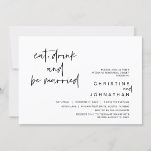 Invitación Boda Ensayo Cena, Bebe y se casa
