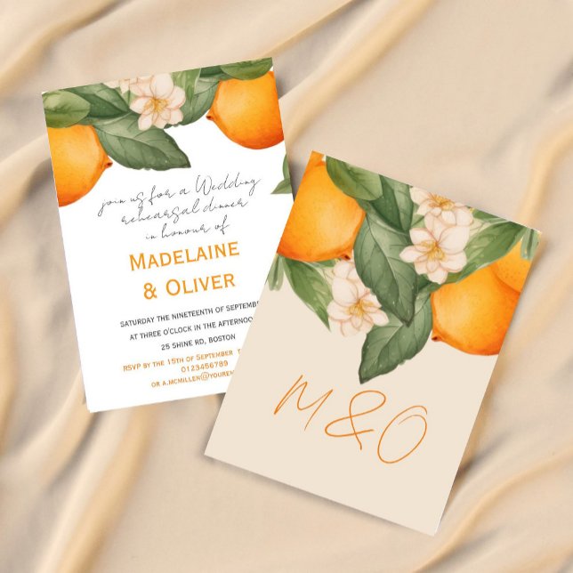 Invitación Boda ensayo Cena Cena Cítrico Naranja Moderno (Subido por el creador)