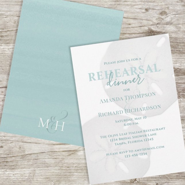 Invitación Boda Ensayo Cena Dólar de arena turquesa (Subido por el creador)