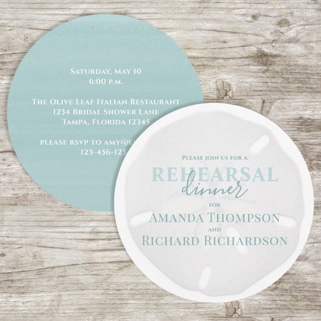 Invitación Boda Ensayo Cena Dólar de arena turquesa (Subido por el creador)