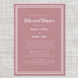 Invitación Boda Ensayo Cena Dusty Rosa Moderno Sencillo