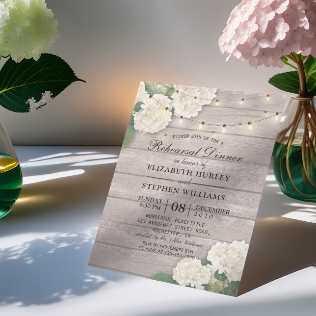 Invitación Boda Ensayo Cena Flores Madera de cuerda (Subido por el creador)