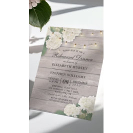 Invitación Boda Ensayo Cena Flores Madera de cuerda