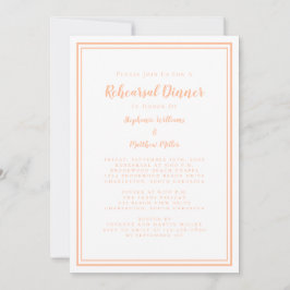 Invitación Boda Ensayo Cena Moderna Simple Peach White