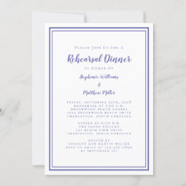 Invitación Boda Ensayo Cena Moderna Simple Peri Azul