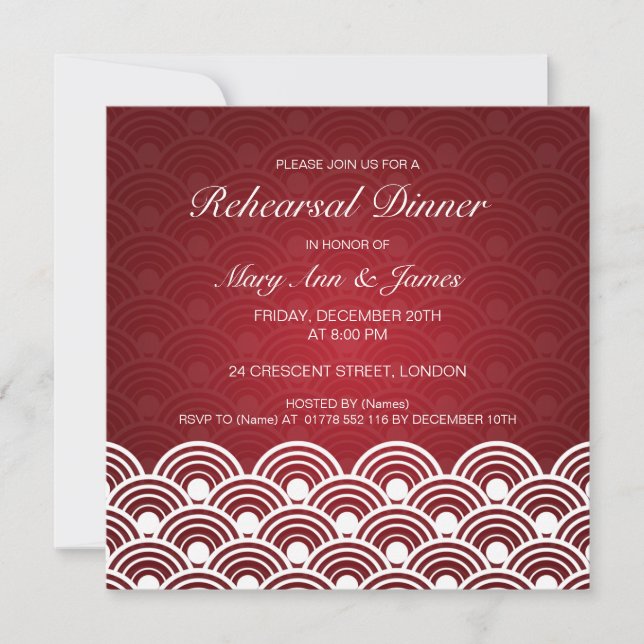 Invitación Boda Ensayo Cena Patrón Vielopado Rojo (Anverso)