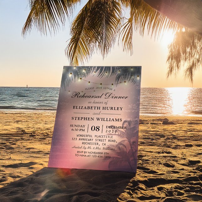 Invitación Boda Ensayo Cena Verano Palmeras Luces (Subido por el creador)