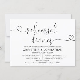 Invitación Boda Ensayo y cena, caligrafía moderna I