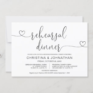 Invitación Boda Ensayo y cena, caligrafía moderna I