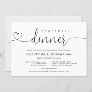 Invitación Boda Ensayo y cena, caligrafía moderna I