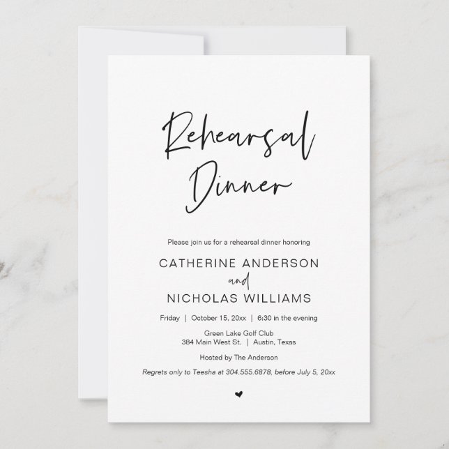 Invitación Boda Ensayos Cena y celebración de fiestas Inv (Anverso)