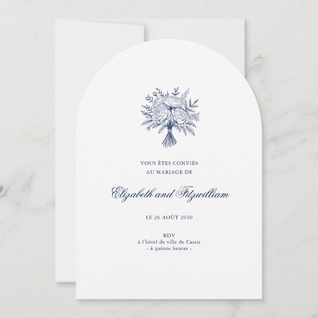 Invitación Boda Esbozo minimalista de Bouquet (Anverso)