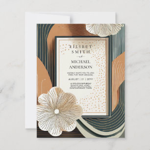 Invitación Boda escandinavo japonés Resumen Verde azulada Bro