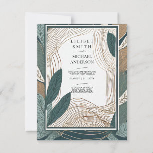 Invitación Boda escandinavo japonés Resumen Verde azulado ver