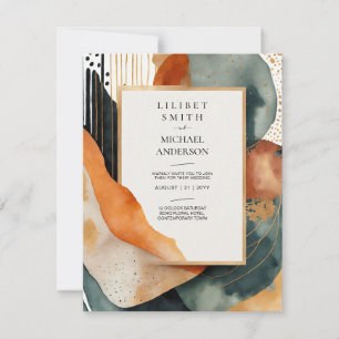 Invitación Boda escandinavo japonés Resumen Verde azulado ver