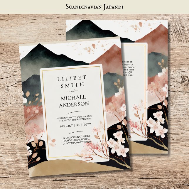 Invitación Boda Escandinavo Japonés Tema Cerezo en flor (Subido por el creador)