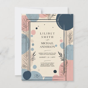 Invitación Boda escandinavo japonés tema Rubor azul
