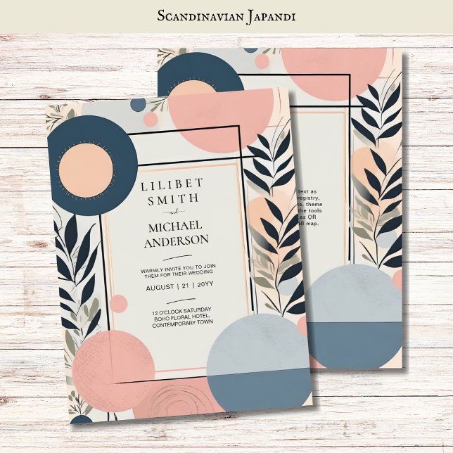 Invitación Boda escandinavo japonés tema Rubor azul (Subido por el creador)