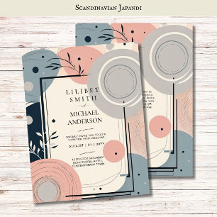 Invitación Boda escandinavo japonés tema Rubor azul