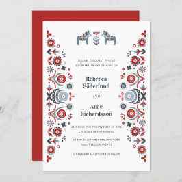 Invitación Boda escandinavo nórdico de arte popular Dala Hors