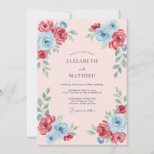 Invitación Boda Escarlata Azure Ranunculus Eucalipto Silencia