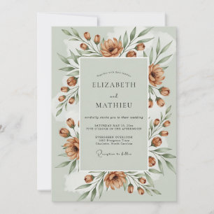 Invitación Boda escénica de otoño en verde salvia