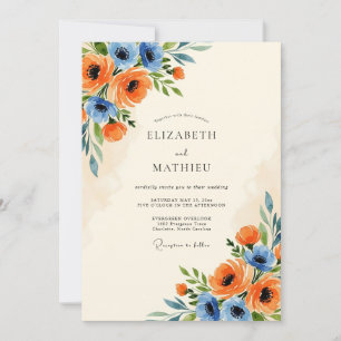 Invitación Boda escénica de primavera azul de flor de maíz ta