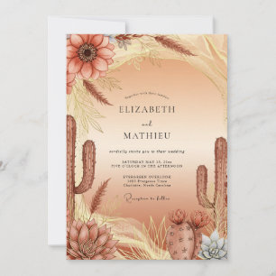 Invitación Boda escénica del suroeste de terracota