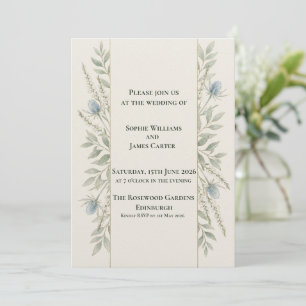 Invitación Boda Escocesa Minimalista de Cardo Botánico de Vid