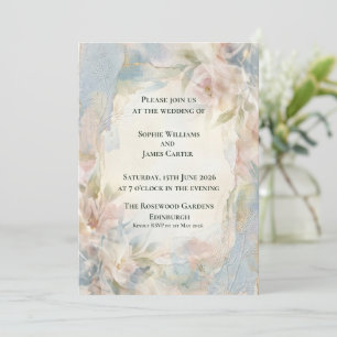 Invitación Boda Escocesa Romántica Floral Magnolia Ligera