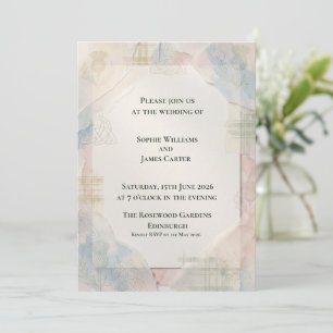 Invitación Boda Escocesa Suave Patrimonio Celta Acuarela