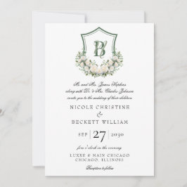 Invitación Boda Escudo de Flores Blancas