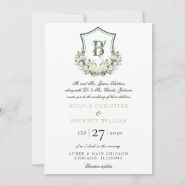 Invitación Boda Escudo de Flores Blancas